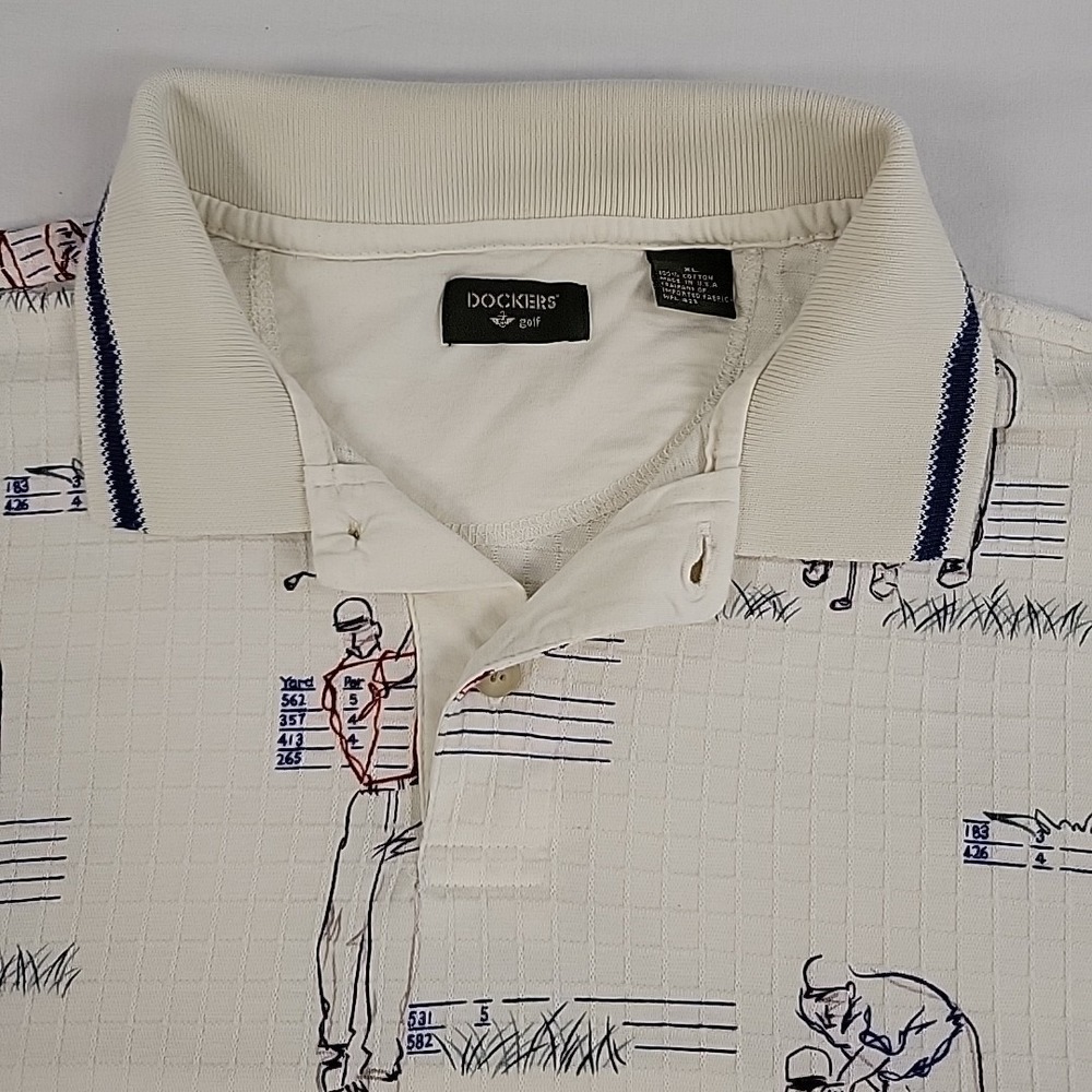 Vintage Dockers Golf Polo Shirt Mens XL Made In USA 100% Cotton Golf Pattern - Picture 5 of 11